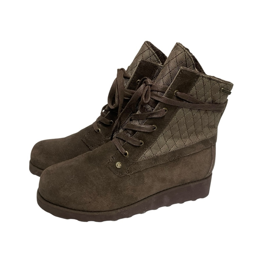 Bearpaw Women’s Harmony Ankle Boots Size 9 Brown Hibertech Leather Suede Winter